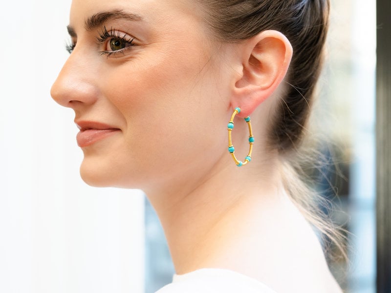 PROUNIS TURQUOISE ZENO HOOP EARRINGS