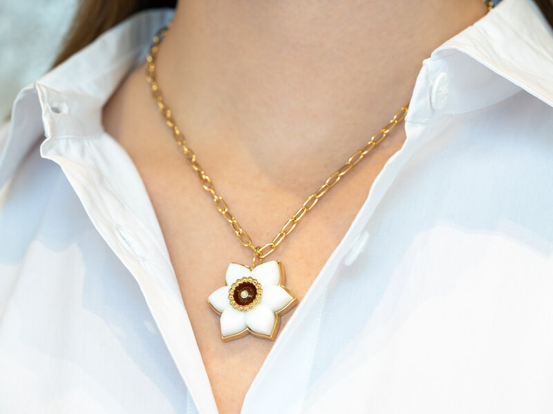 18kt Gold Flower Pendant Necklace – Pippa Small