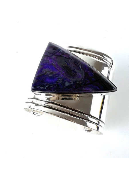 JODY CANDRIAN ETCHED STERLING SILVER CUFF WITH AMETRINE