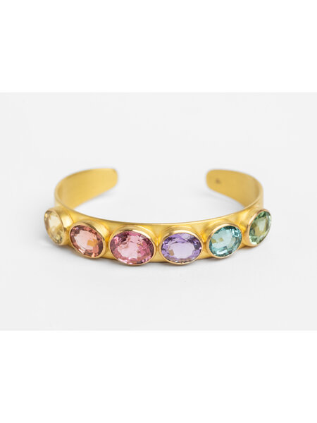 MARIE HÉLÈNE DE TAILLAC MULTI COLOR OVAL STONE CUFF BRACELET