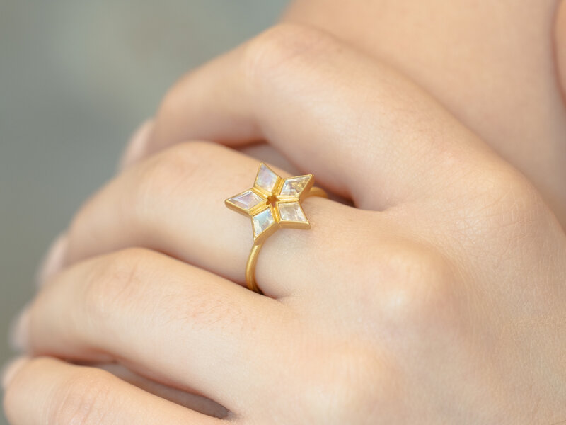 MARIE HÉLÈNE DE TAILLAC MOONSTONE STAR RING