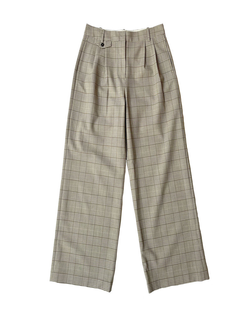 CO WOOL HOUNDSTOOTH WIDE LEG TROUSER - Capitol