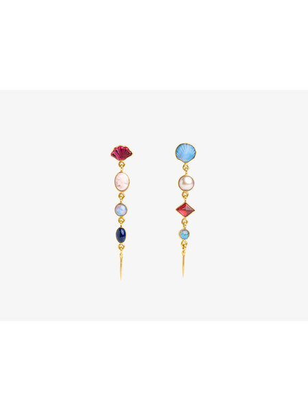 GRAINNE MORTON FOUR CHARM VICTORIAN DROP EARRINGS