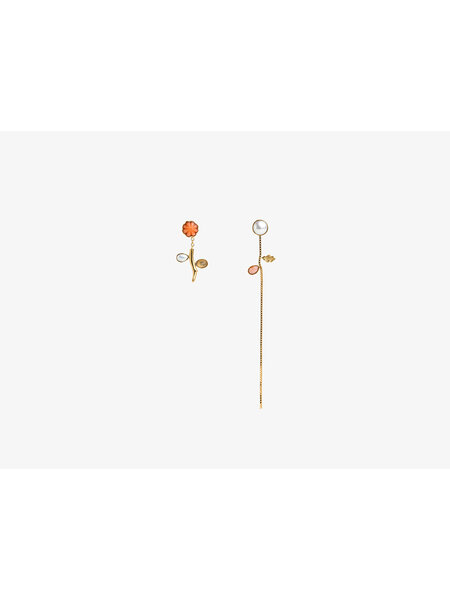 GRAINNE MORTON FLOWER AND STEM DETACHABLE DROP EARRINGS