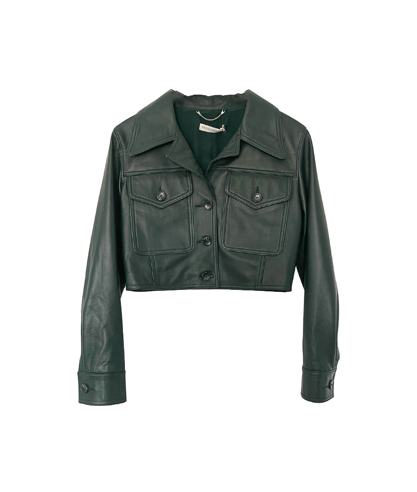 Saks Potts Buttoned-up Leather Jacket in Green