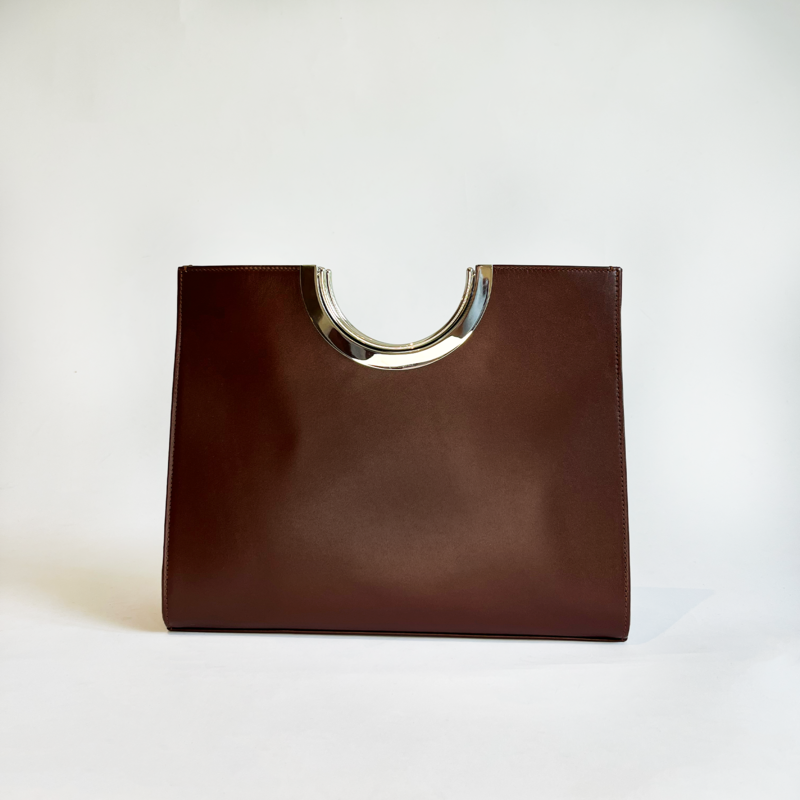 THE ROW LEATHER ARLO RING HANDLE CLUTCH