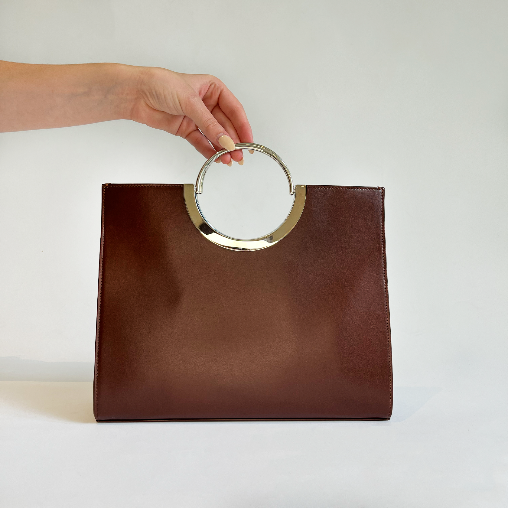 Dries Van Noten Metal Ring Leather Clutch Bag