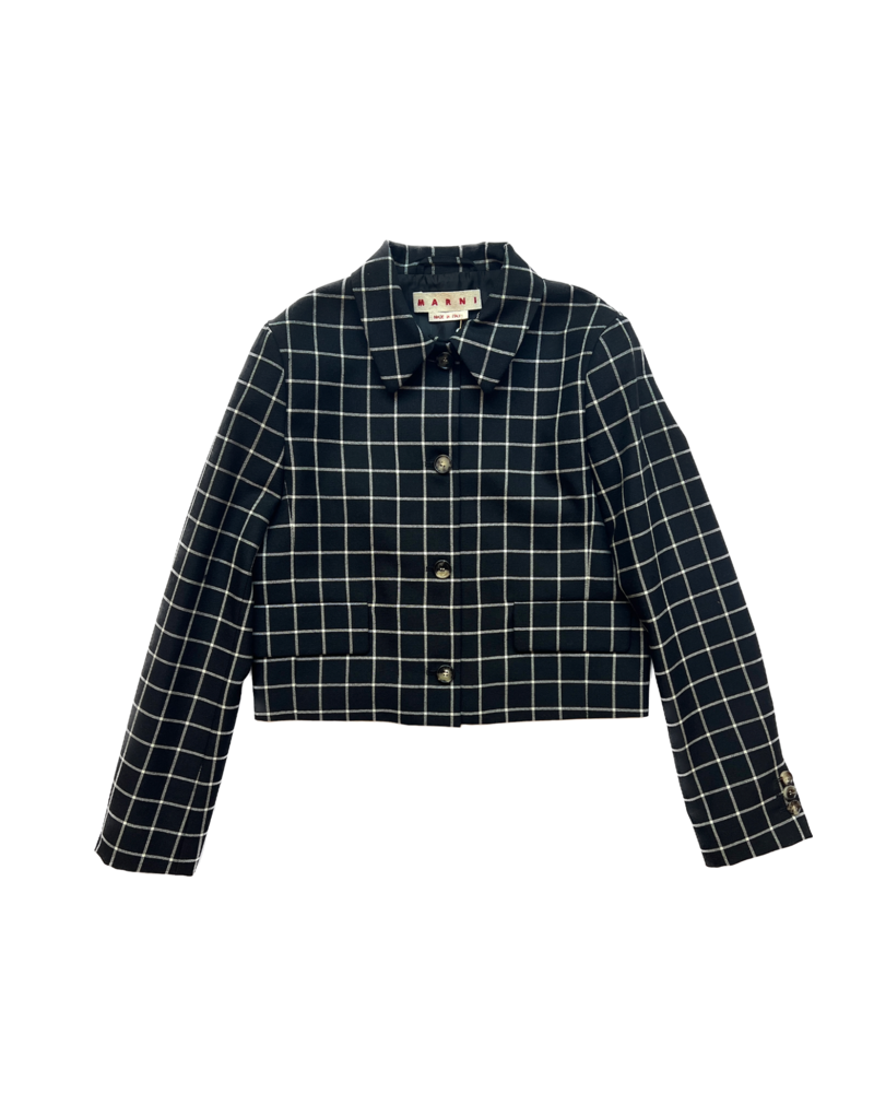 MARNI WINDOWPANE CROPPED JACKET - Capitol