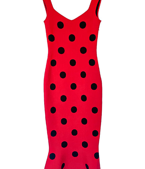 Polka Dot Cady Midi Dress in Red - Marni