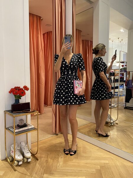 ZIMMERMANN V-NECK POLKA DOT MINI DRESS