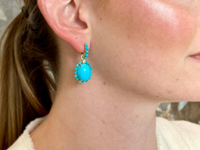 IRENE NEUWIRTH CAPITOL EXCLUSIVE TURQUOISE OVAL EARRINGS