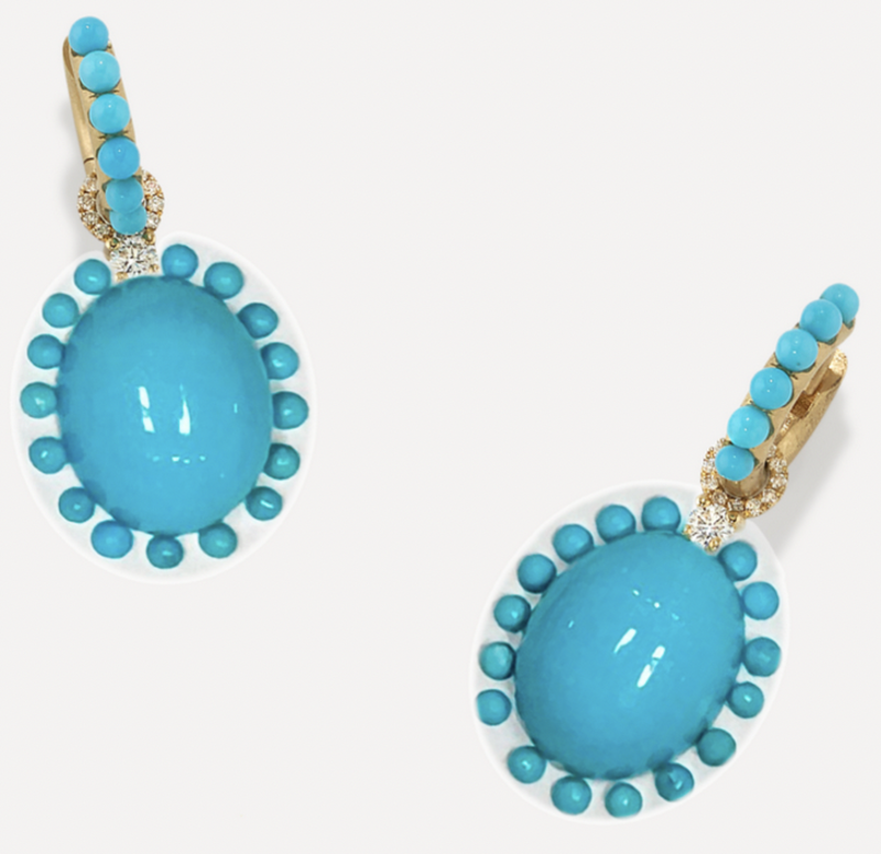 IRENE NEUWIRTH CAPITOL EXCLUSIVE TURQUOISE OVAL EARRINGS