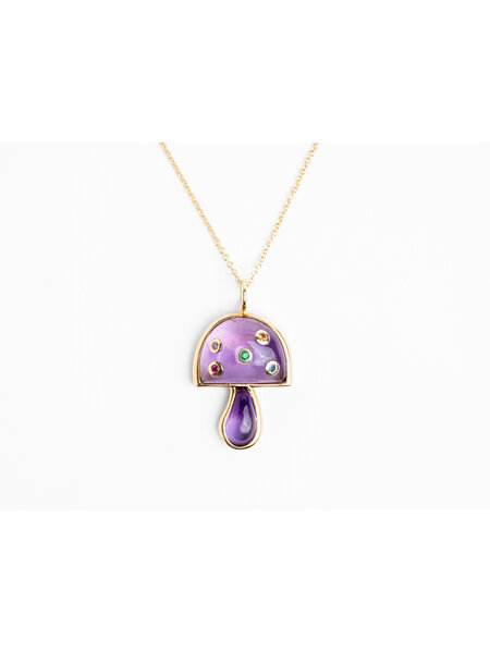 BRENT NEALE AMETHYST SMALL MAGIC MUSHROOM NECKLACE