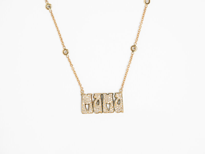 JACQUIE AICHE SMALL PAVE MAMA NECKLACE