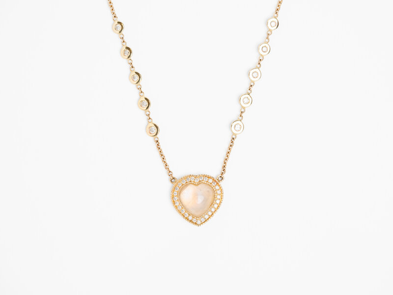 JACQUIE AICHE MOONSTONE HEART NECKLACE