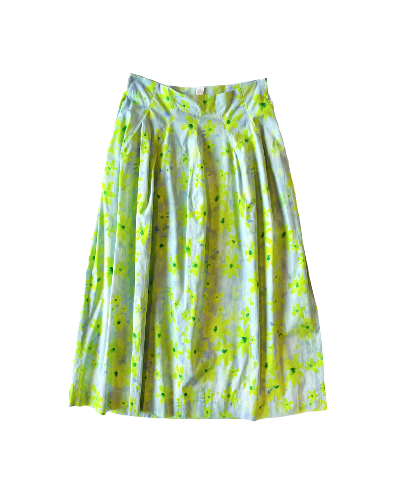 MARNI HIGH WAISTED COTTON PRINTED MIDI SKIRT