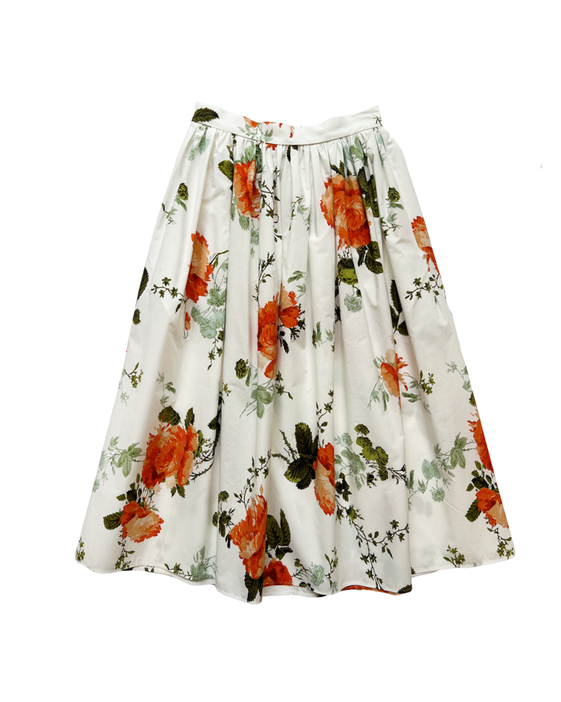 ERDEM COTTON PRINTED MIDI SKIRT