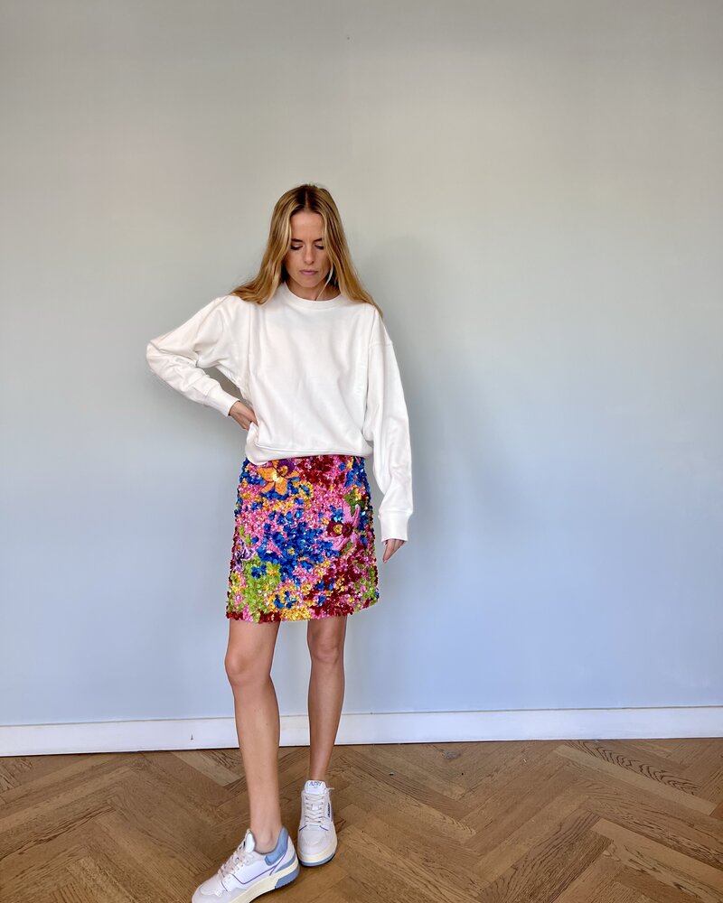 CAROLINA HERRERA EMBELLISHED ALINE MINI SKIRT