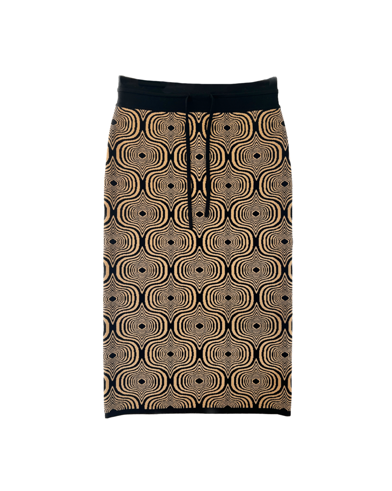 DRIES VAN NOTEN DRAWSTRING PRINTED PENCIL SKIRT