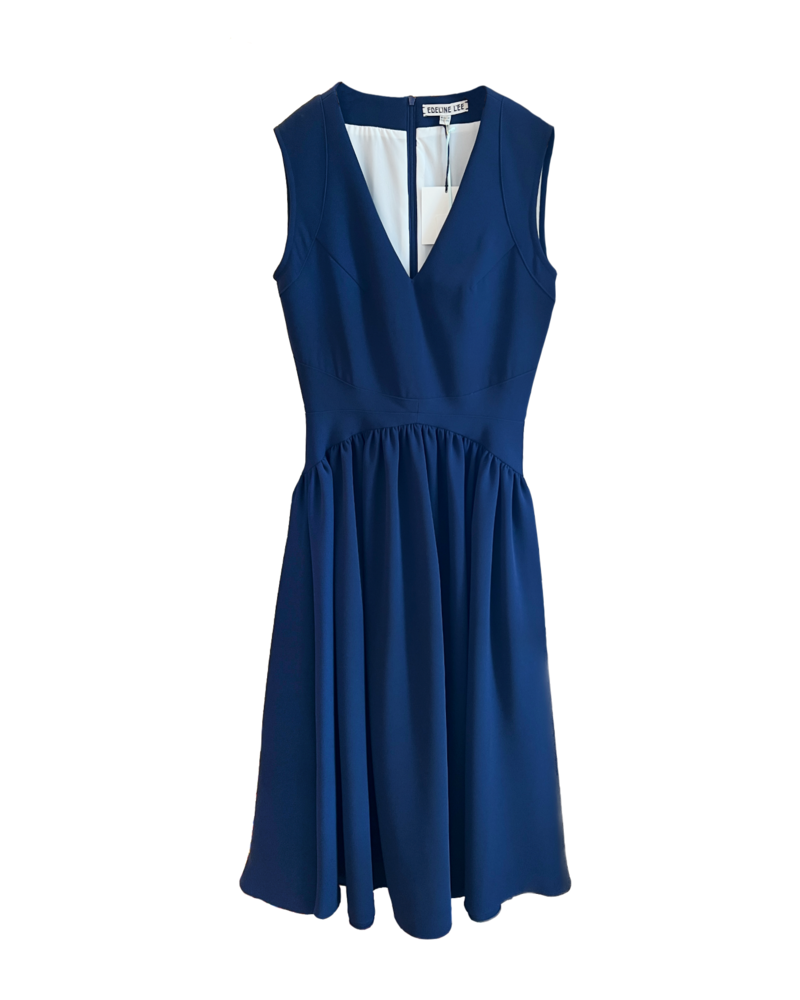 EDELINE LEE V-NECK ROMAN MIDI DRESS