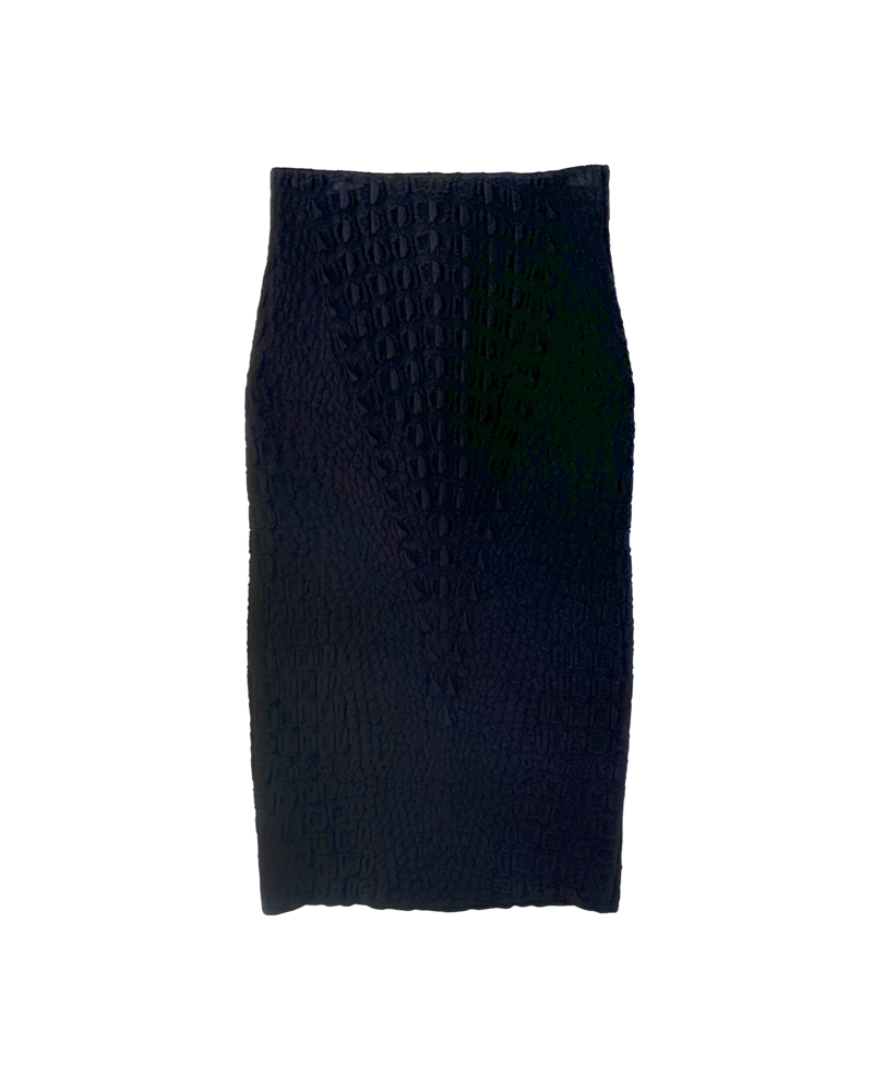 ALAIA CROCO KNIT PENCIL SKIRT