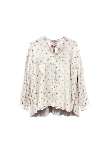 PERO EMBROIDERED PLACKET BUTTON DOWN BLOUSE