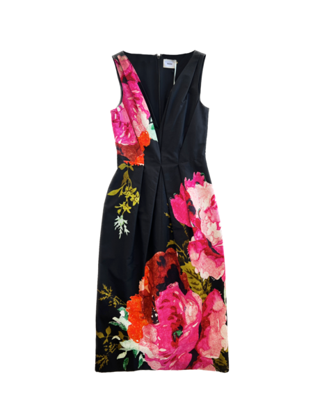 ERDEM V-NECK PRINTED MIDI DRESS