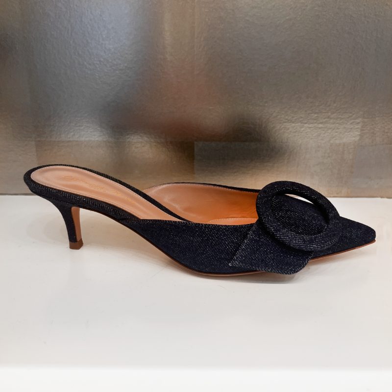 GIANVITO ROSSI DENIM KITTEN HEEL