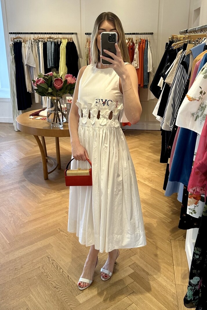 PERO V-NECK COTTON MIDI DRESS