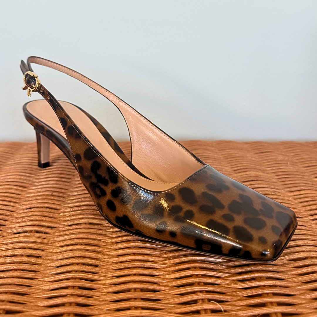 GIANVITO LEATHER SQUARE TOE SLING BACK HEEL Capitol