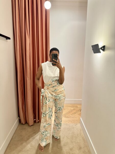 CHRISTIAN WIJNANTS HIGH WAISTED FLORAL PRINTED DENIM PANT