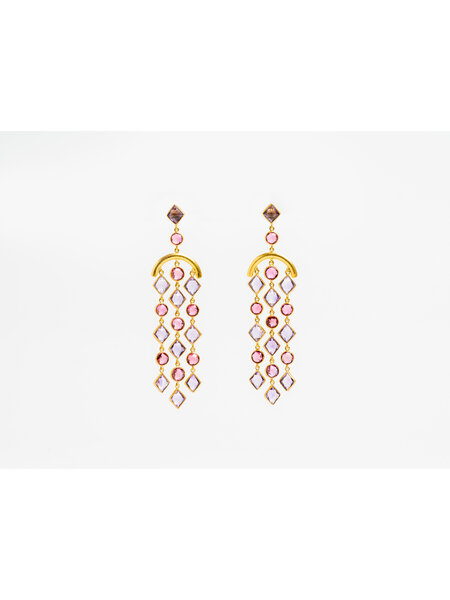 MUNNU THE GEM PALACE AMETHYST AND SPINEL CHANDELIER EARRINGS