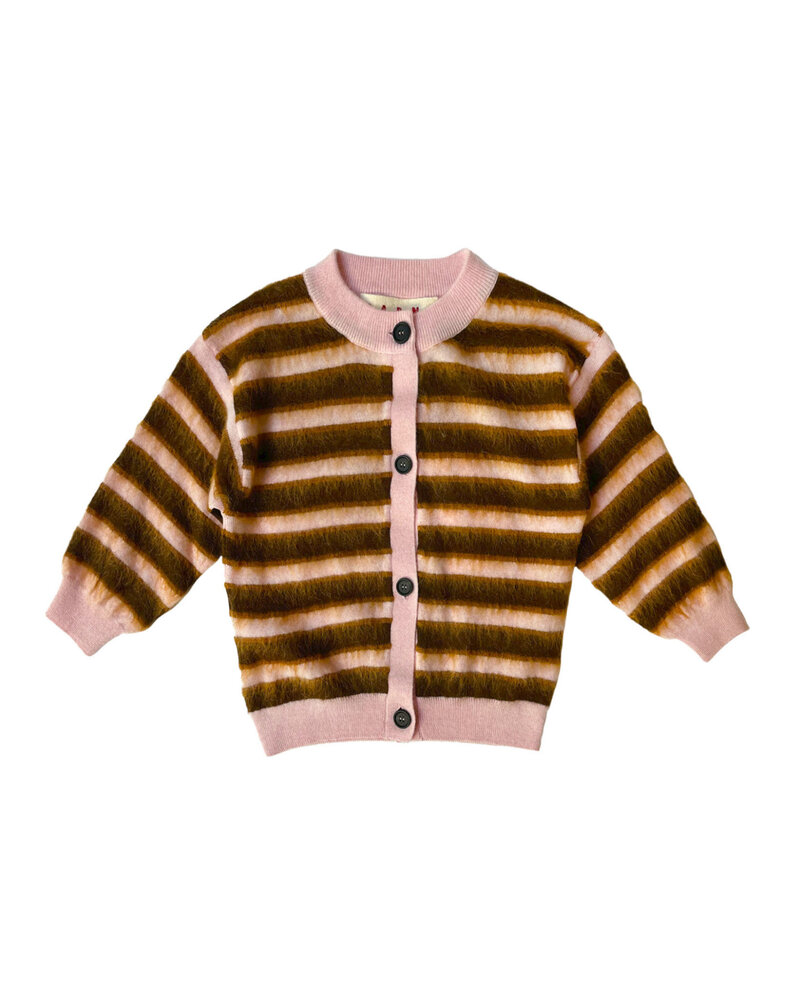 MARNI 3/4 SLEEVE STRIPE CARDIGAN