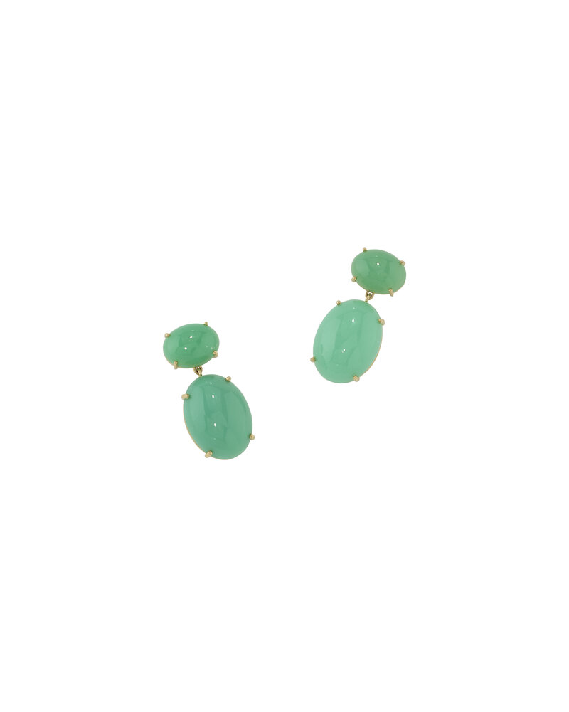 IRENE NEUWIRTH CLASSIC OVAL DOUBLE DROP EARRINGS