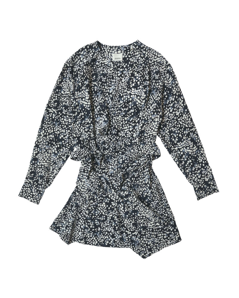 ISABEL MARANT PRINTED STRETCH HABLA WRAP MINI DRESS