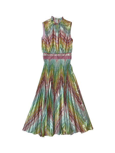 MARY KATRANZOU LAME RAINBOW HOLLIE MIDI DRESS