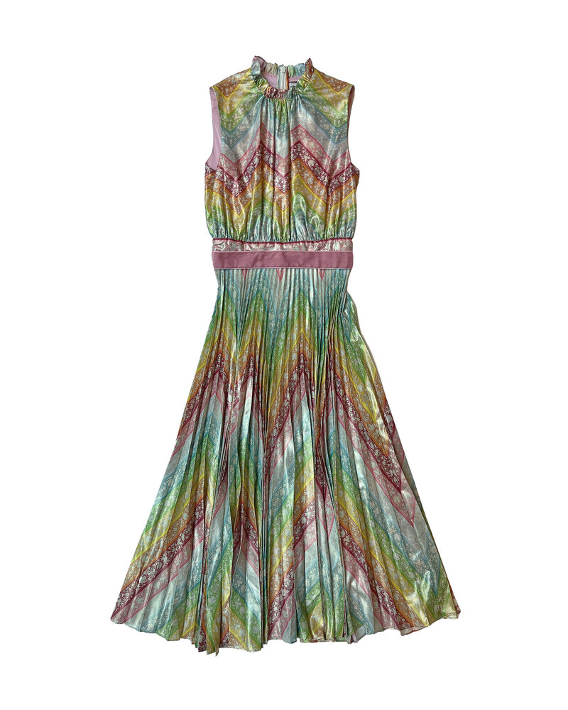 MARY KATRANZOU LAME RAINBOW HOLLIE MIDI DRESS