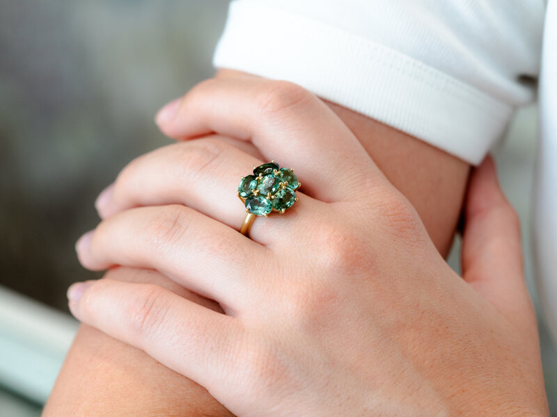 IRENE NEUWIRTH INDICOLITE GEMMY GEM FLORET RING