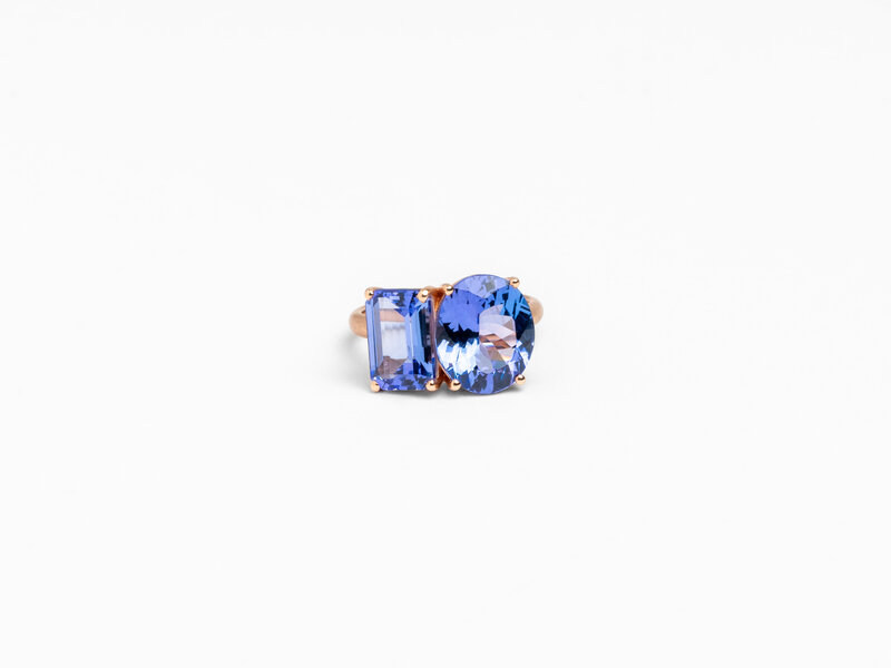 IRENE NEUWIRTH DOUBLE STONE TANZANITE RING