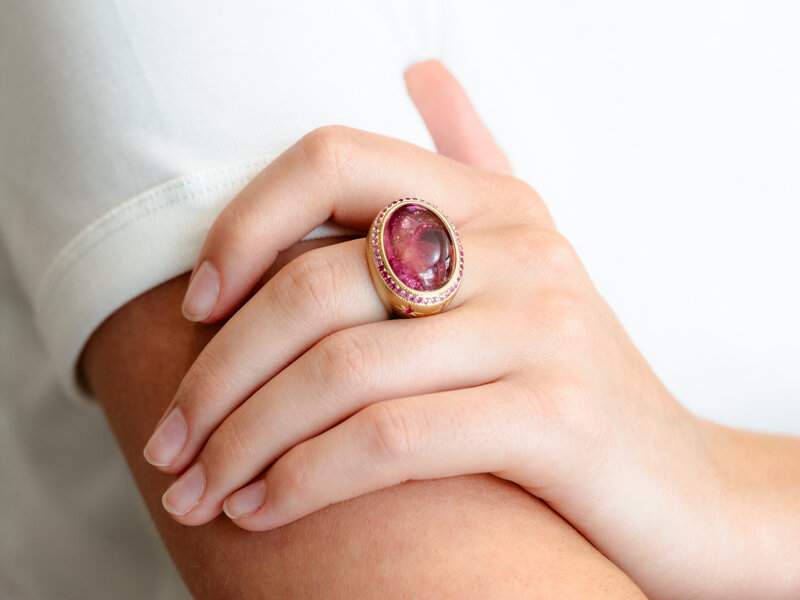 JACQUIE AICHE PINK TOURMALINE STARBURST RING