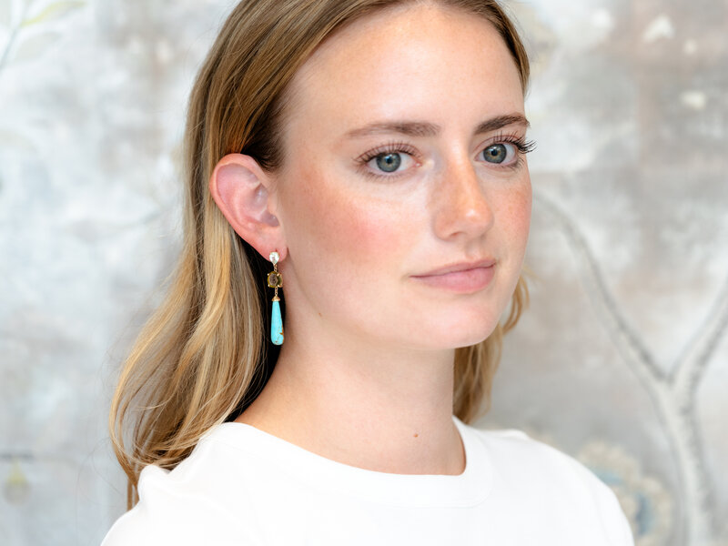 JACQUIE AICHE TOURMALINE & TURQUOISE DROP EARRINGS