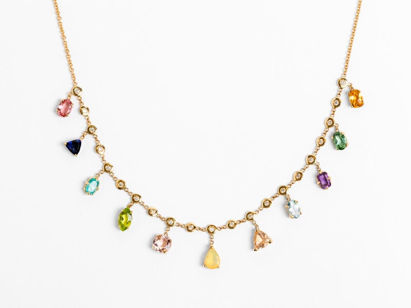 JACQUIE AICHE GRADUATED GEMSTONE SHAKER NECKLACE