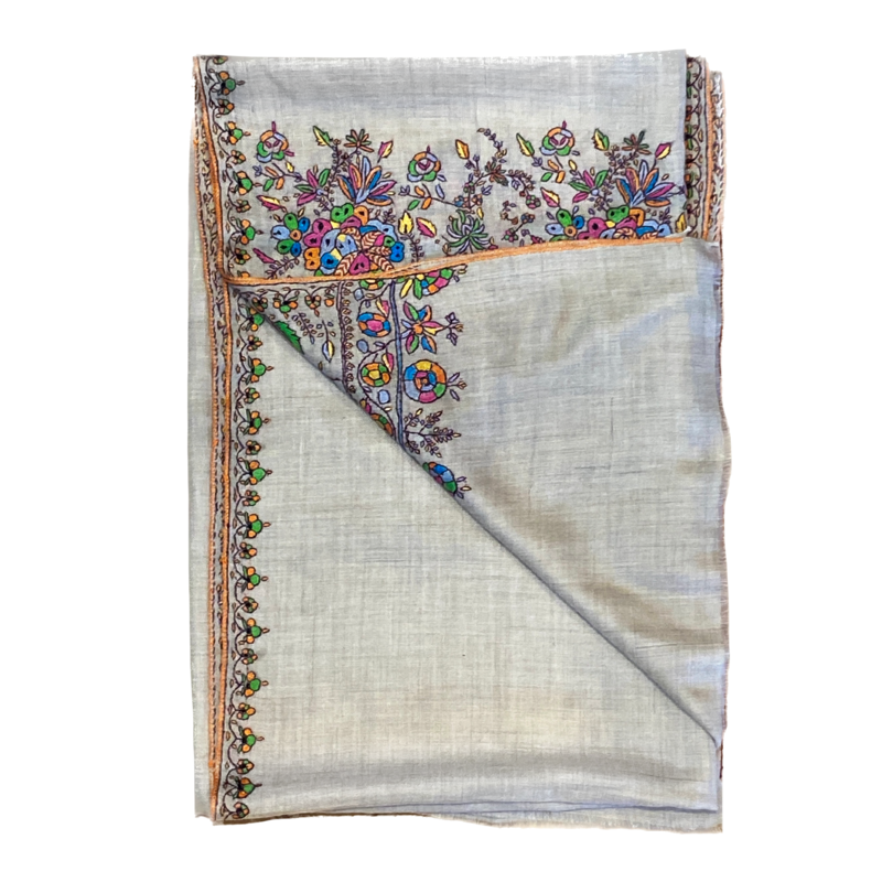 YASER GEOMETRIC BORDER EMBROIDERED SHAWL