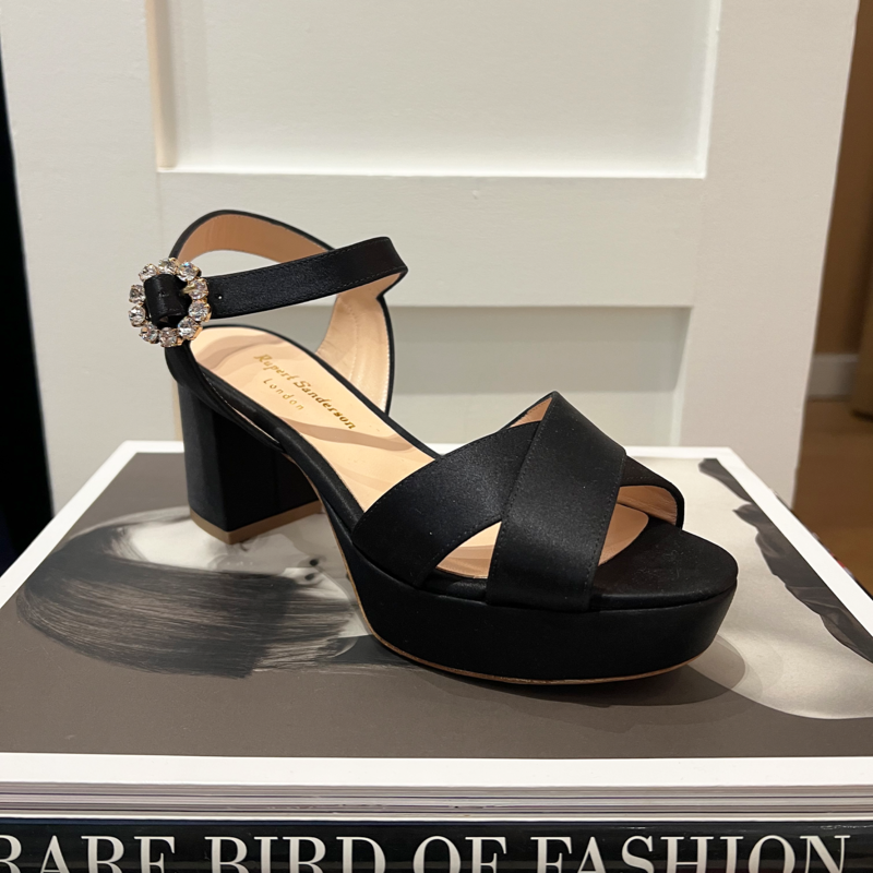 RUPERT SANDERSON SATIN DIEDRE BLOCK HEEL