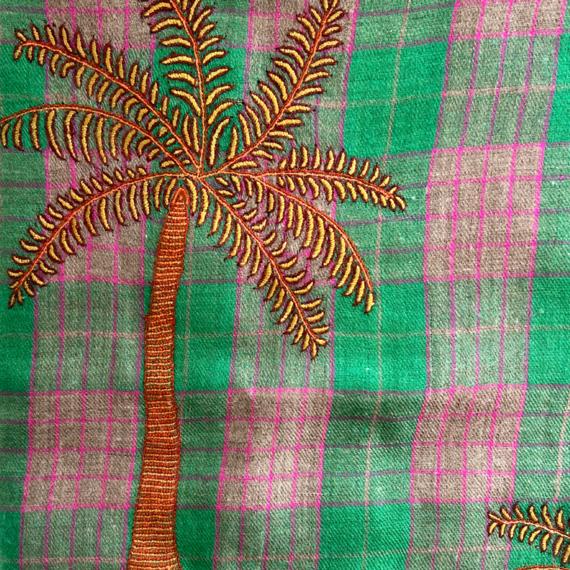 YASER PALM TREE EMBROIDERED SHAWL