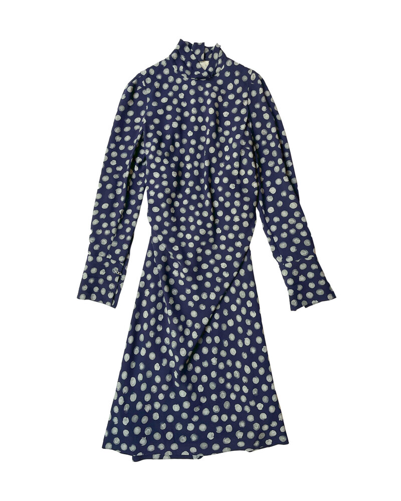 DRIES VAN NOTEN CREPE PRINTED MIDI DRESS