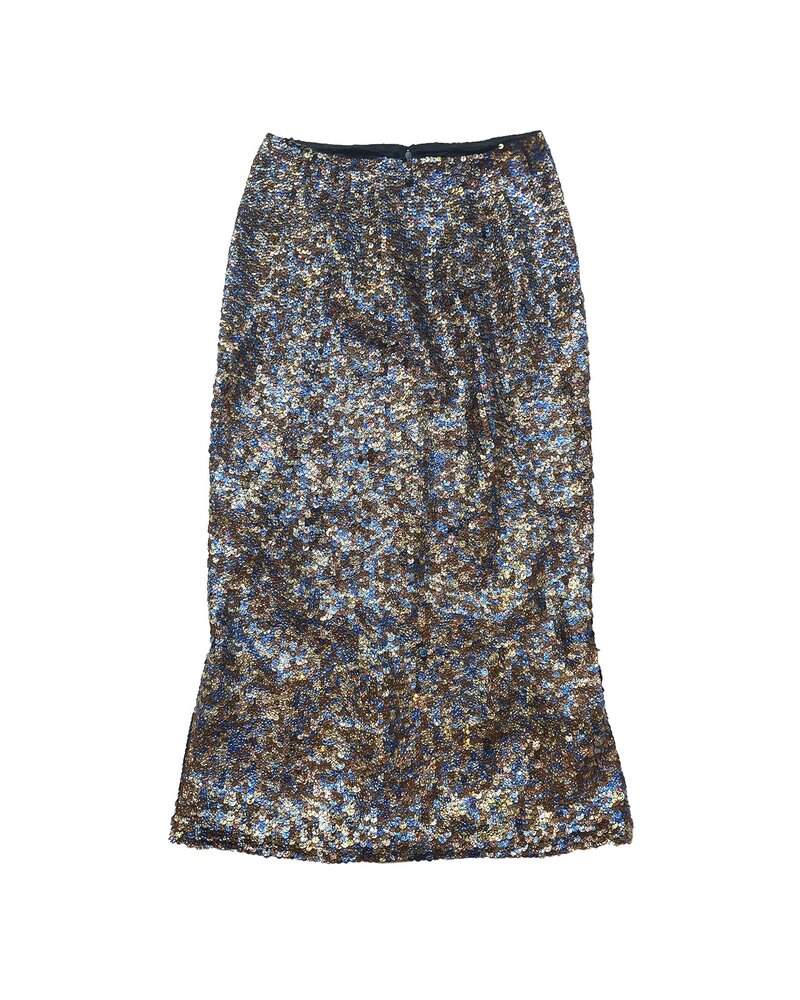 DRIES VAN NOTEN ALL OVER BUBBLE SEQUIN FLARE SKIRT