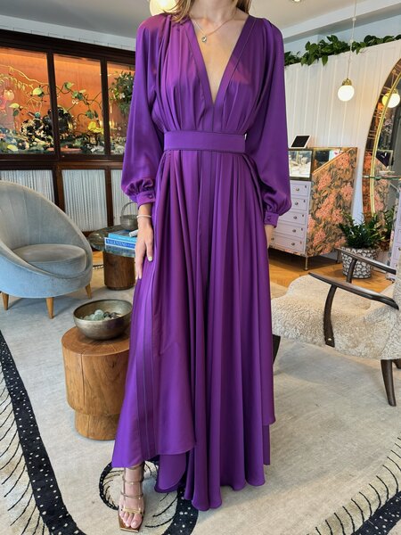 MAISON RABIH KAYROUZ MRK L/S VNCK SE CHARMEUSE GOWN