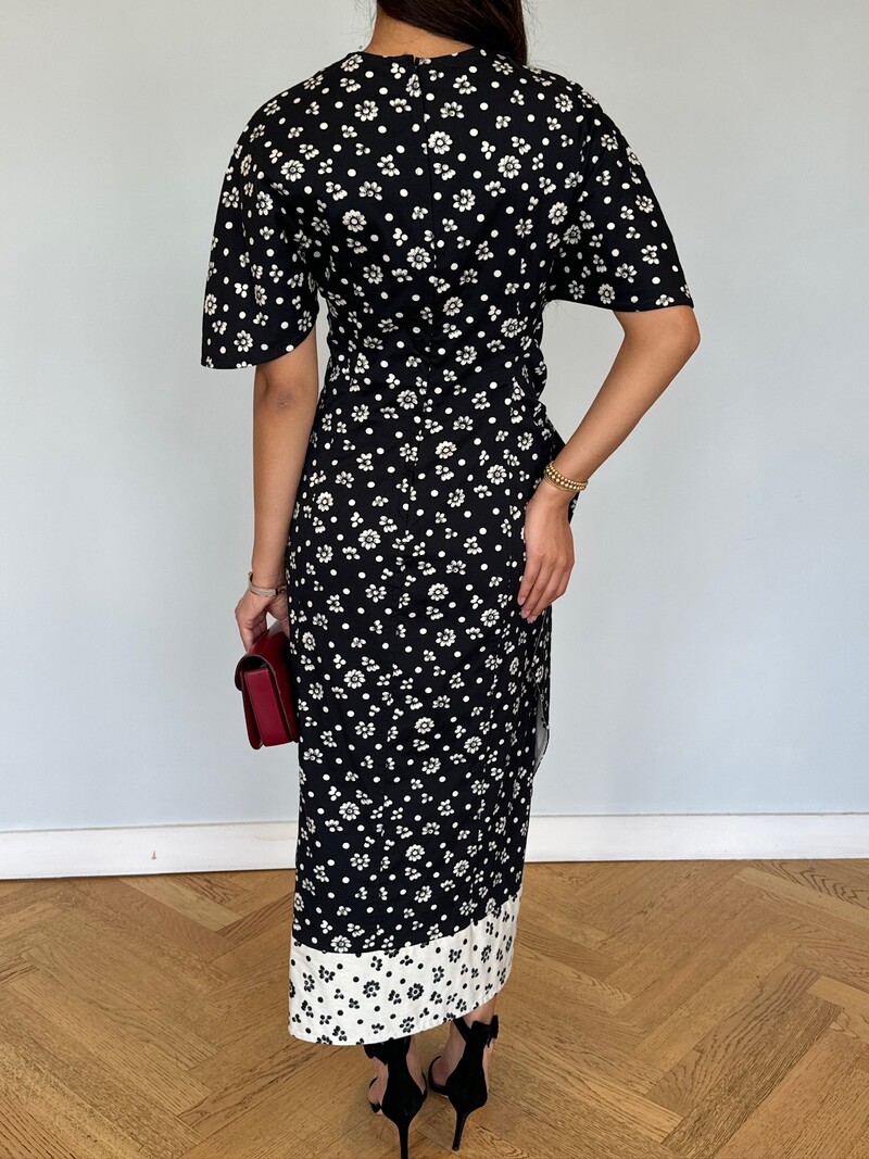 ROSIE ASSOULIN SASH AND SLIT PRINTED MIDI DRESS