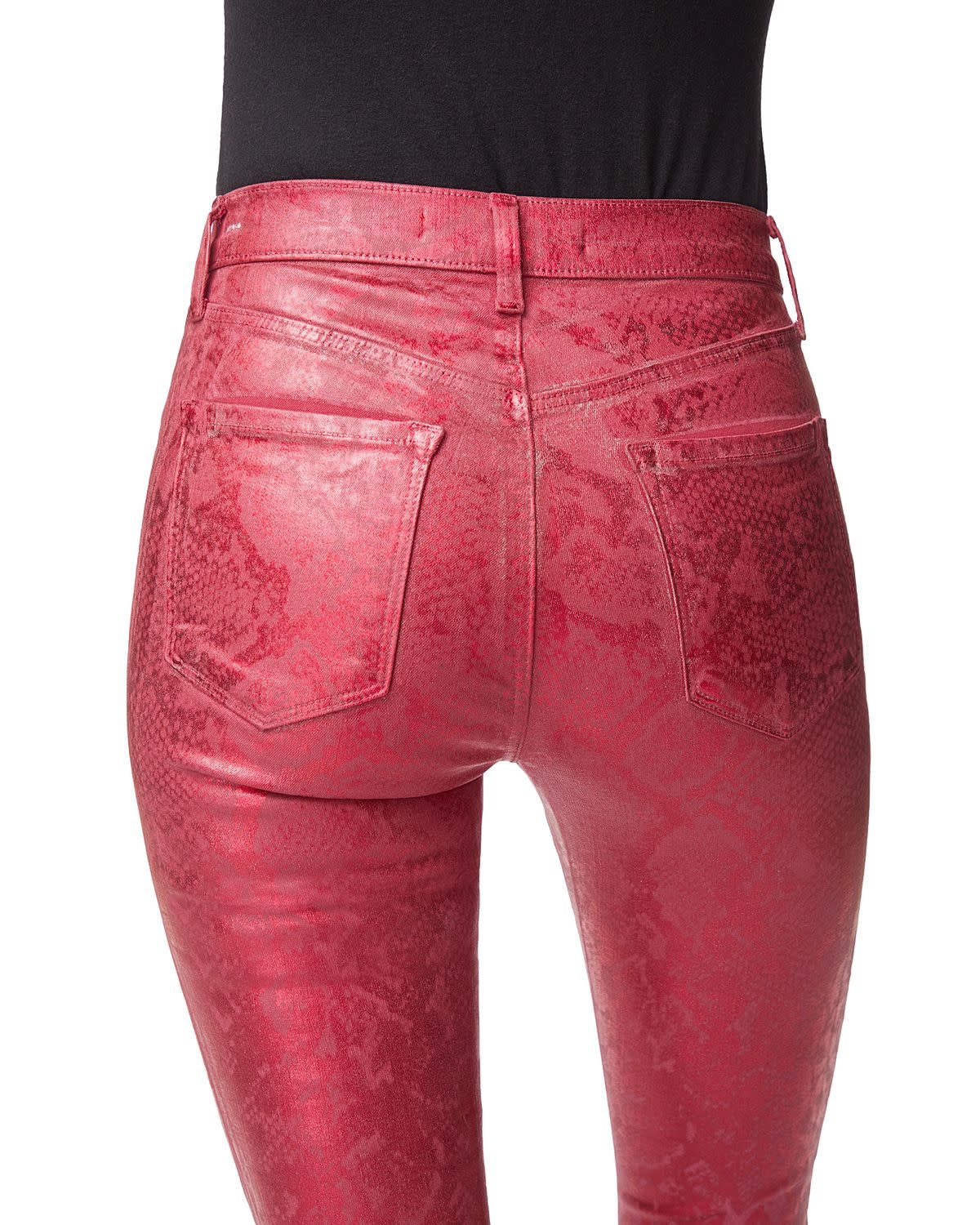 J BRAND J BRAND ALANA HIGH RISE CROP OPIUM JAGGED PYTHON RED SKINNY JEANS